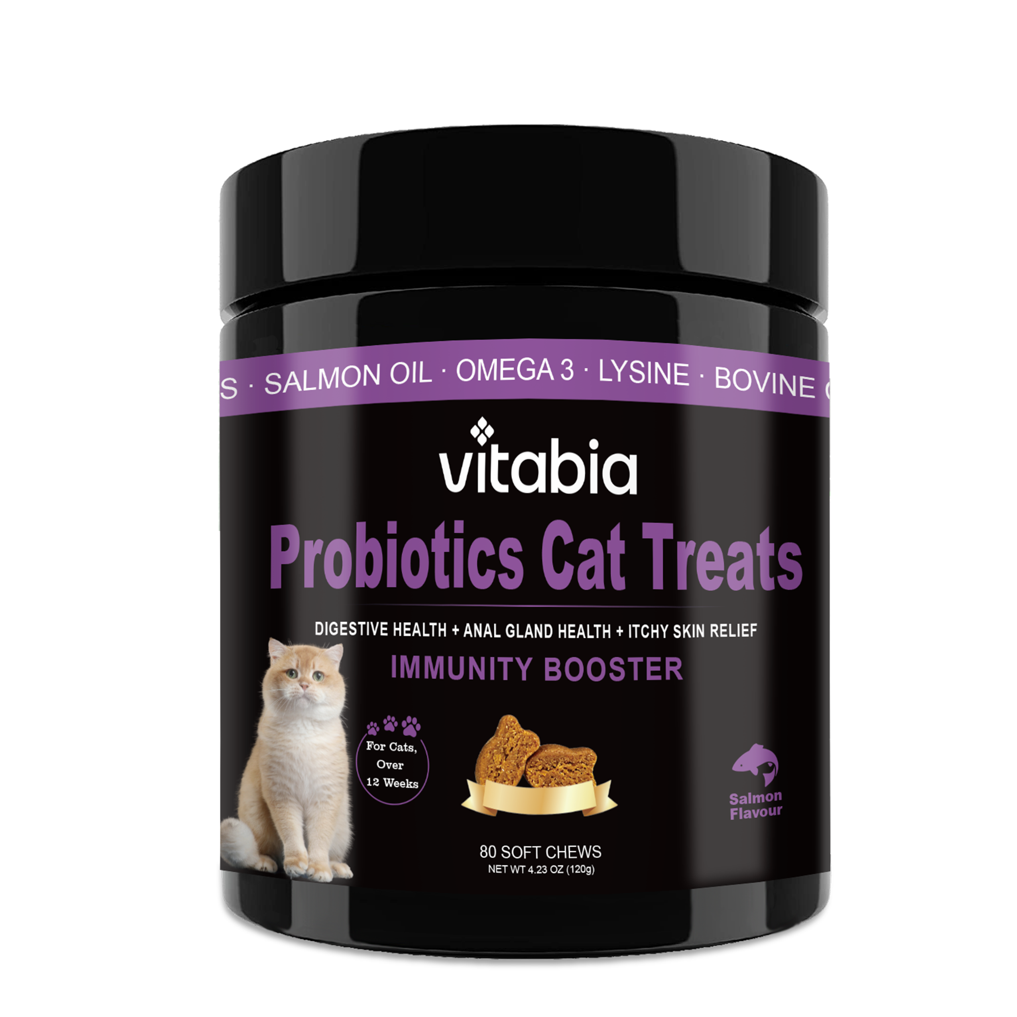 80 Probiotics For Cats | Cat Treats For Itchy Dry Skin, Allergies and Flea Treatment