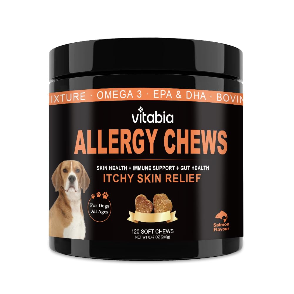 60 Dog Allergy Relief Chews – Itchy Dog Skin Relief (60 Dog Chews)