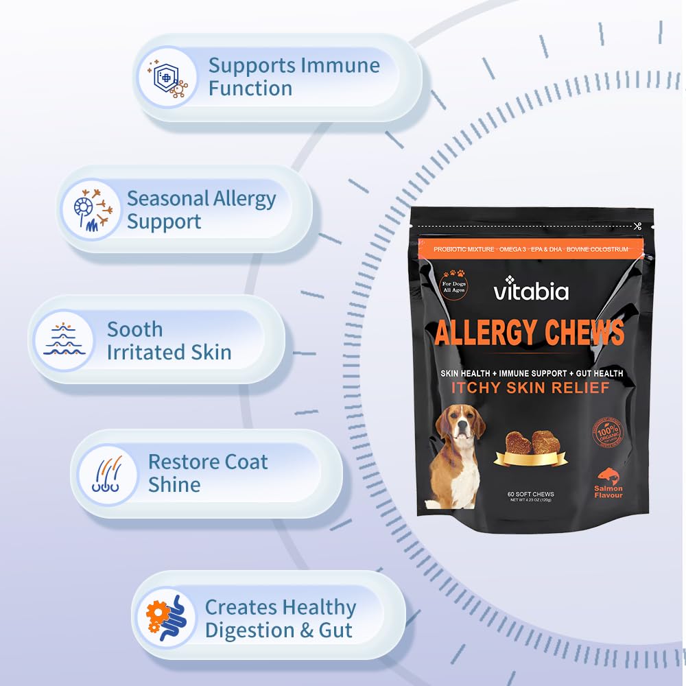 60 Dog Allergy Relief Chews – Itchy Dog Skin Relief (60 Dog Chews)