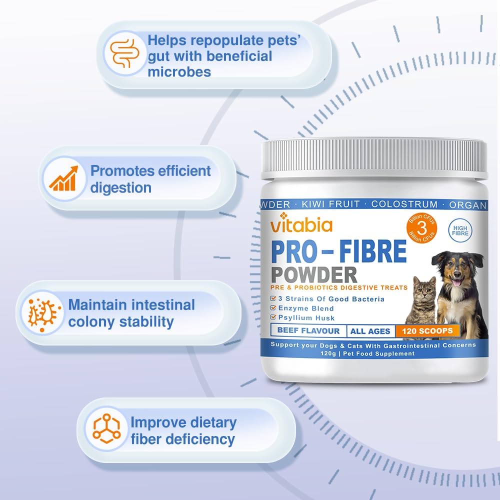 120g Pro Fibre For Dogs and Cats Powder - Natural Fibre Supplement Dogs Cat Treats