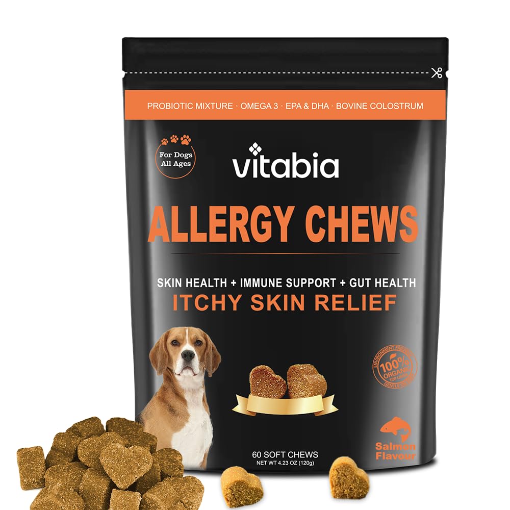 60 Dog Allergy Relief Chews – Itchy Dog Skin Relief (60 Dog Chews)