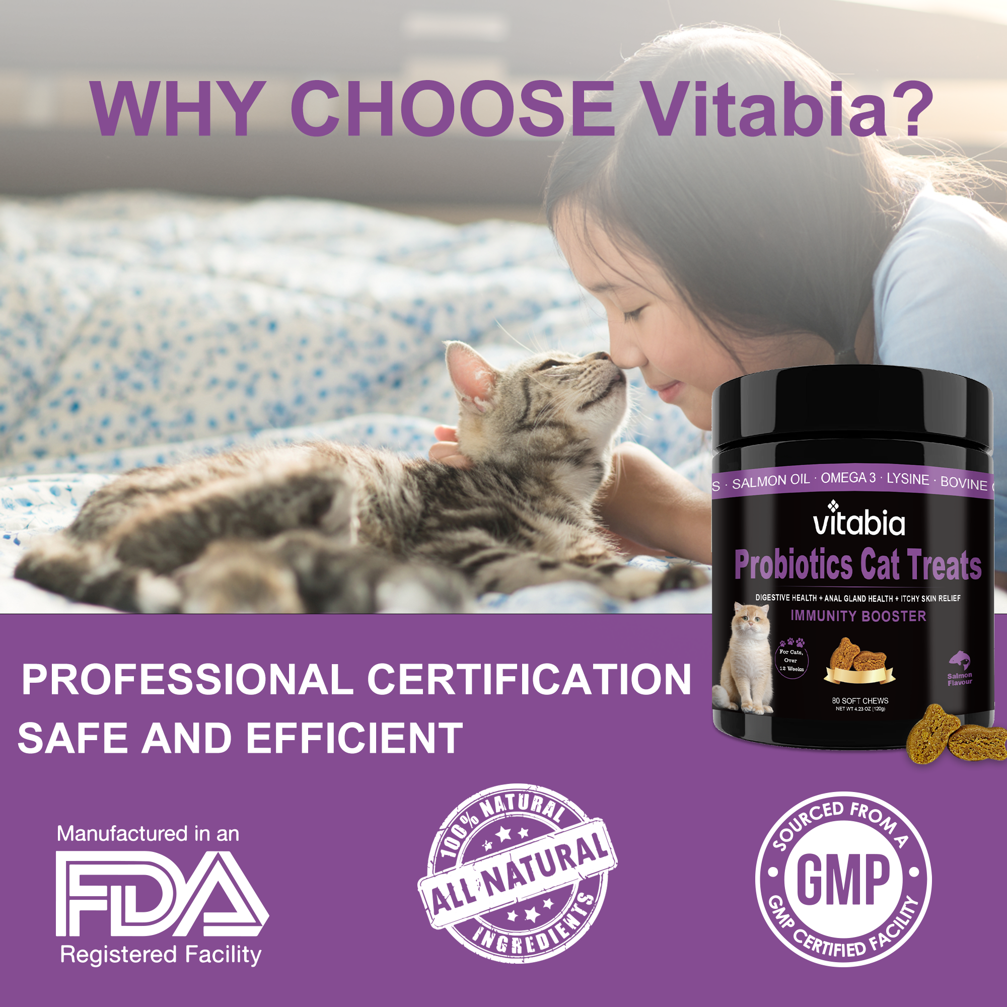 80 Probiotics For Cats | Cat Treats For Itchy Dry Skin, Allergies and Flea Treatment