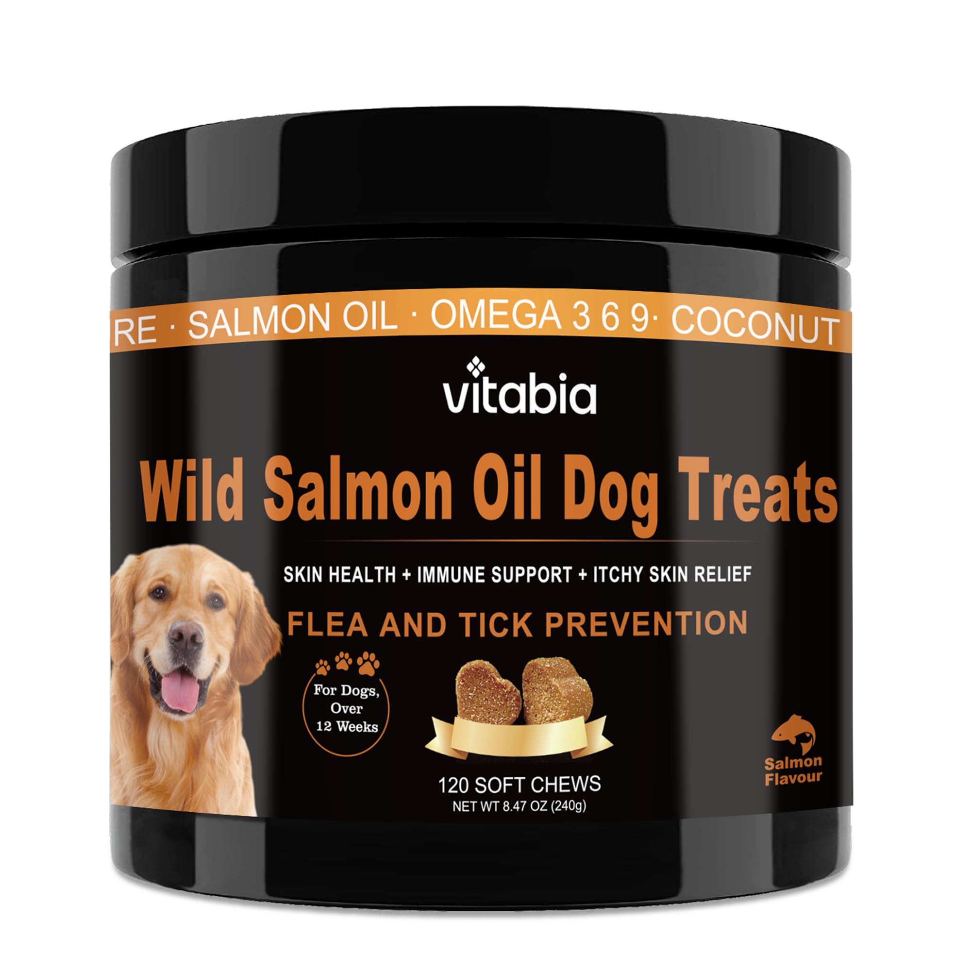 60 Salmon Oil for Dogs Chews - Probiotics for Dogs and Vitamins - Dog Chews (60 Chews)